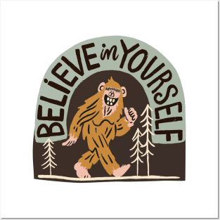 Bigfoot Believe in Yourself_Brown and Green Posters and Art